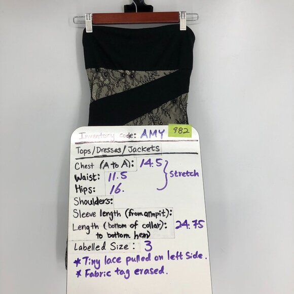 Guess Beige & Black Lace Strapless Mini Dress size 3 ~XS - Picture 15 of 16